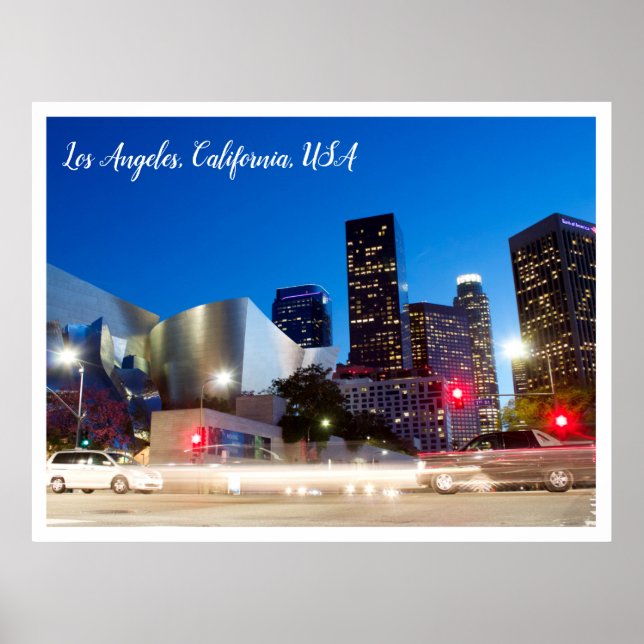 Los Angeles California Night Photography Downtown  Poster (Front)