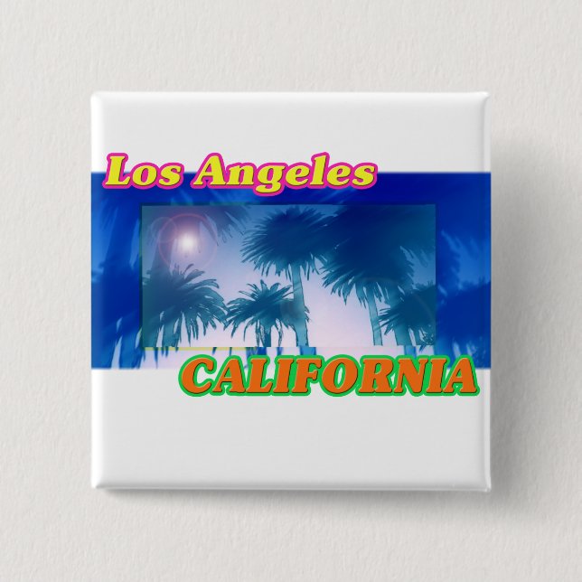 "Los Angeles CALIFORNIA" Palm Trees Button (Front)