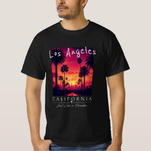 Los Angeles California Paradise Sunset Retro T-Shirt