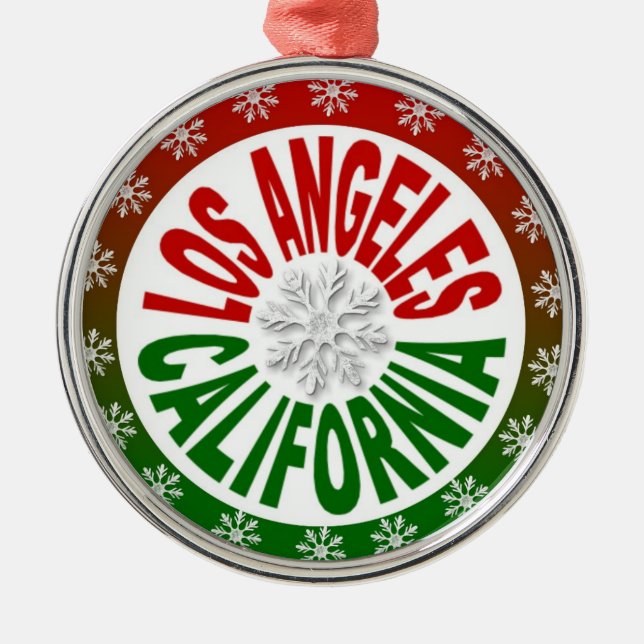 Los Angeles California red green ornament (Front)