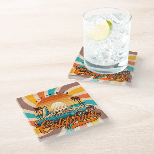 Los Angeles California Retro Glass Coaster