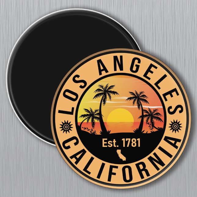 Los Angeles California Retro Sunset Souvenirs Palm Magnet (Creator Uploaded)