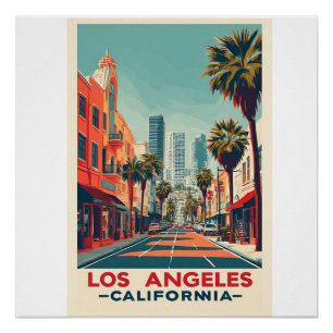 Los Angeles California Retro Travel Poster