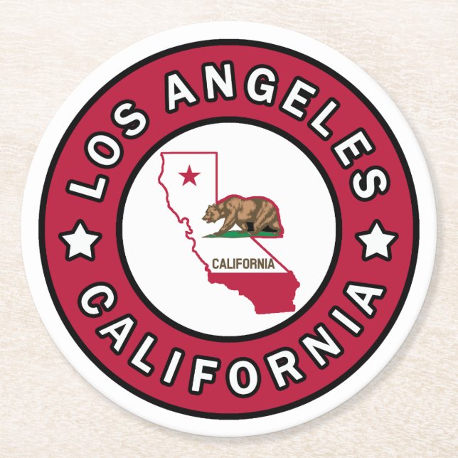 Los Angeles California Round Paper Coaster (Front)
