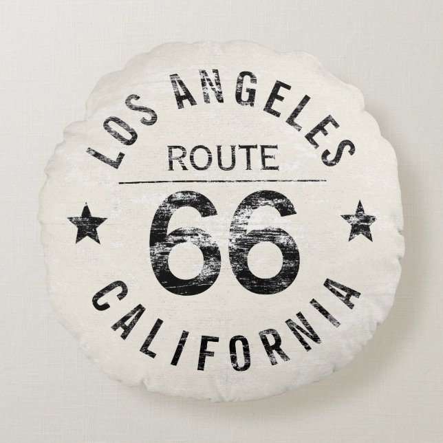 Los Angeles California Route 66 Round Cushion (Front)