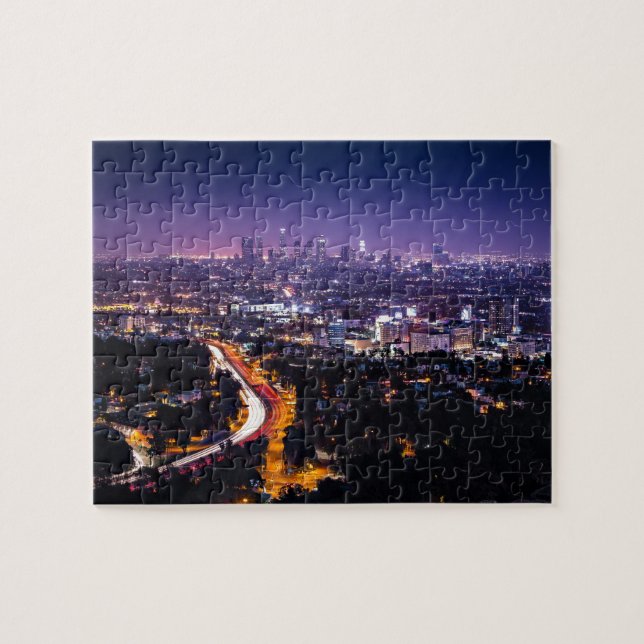 Los Angeles, California Skyline at night Jigsaw Puzzle (Horizontal)