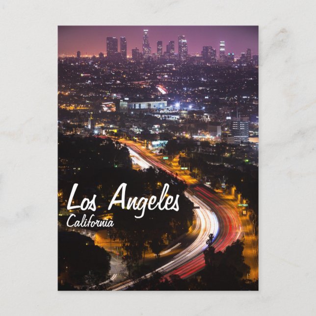 Los Angeles, California Skyline at night Postcard (Front)
