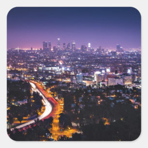 Los Angeles, California Skyline at night Square Sticker