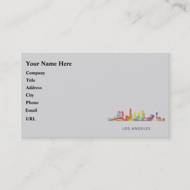 LOS ANGELES, CALIFORNIA SKYLINE WB1- BUSINESS CARD (Front)