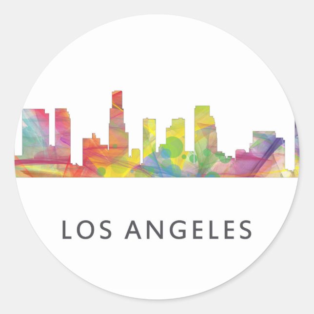 LOS ANGELES, CALIFORNIA SKYLINE WB1- CLASSIC ROUND STICKER (Front)