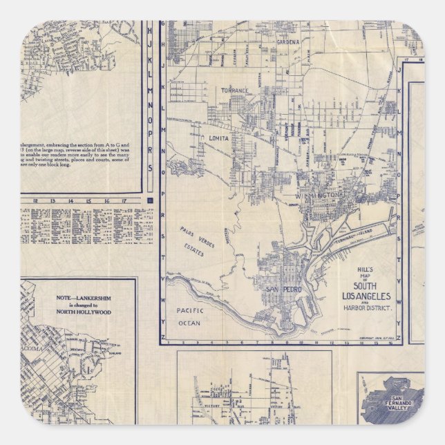 Los Angeles, California Square Sticker (Front)