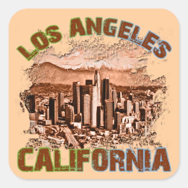 Los Angeles, California Square Sticker (Front)