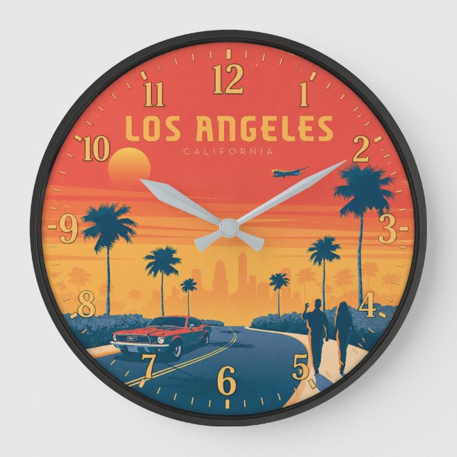 Los Angeles California Sunset Large Clock (Front)