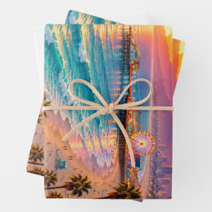 Los Angeles California Sunset Travel Poster Wrapping Paper Sheet