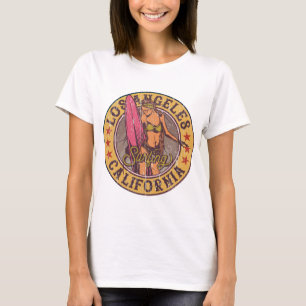 Los Angeles California surf girl badge emblem T-Shirt