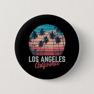 Los Angeles California Trees Retro Summer Vacation 6 Cm Round Badge