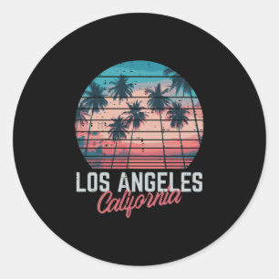 Los Angeles California Trees Retro Summer Vacation Classic Round Sticker
