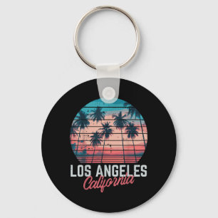 Los Angeles California Trees Retro Summer Vacation Key Ring