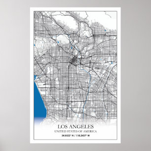 Los Angeles California USA Travel City Map Poster