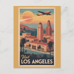 Los Angeles California Vintage City Skyline Postcard