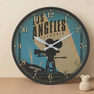 Los Angeles California Vintage Hollywood Large Clock