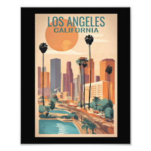 Los Angeles, California vintage illustration, Photo Print