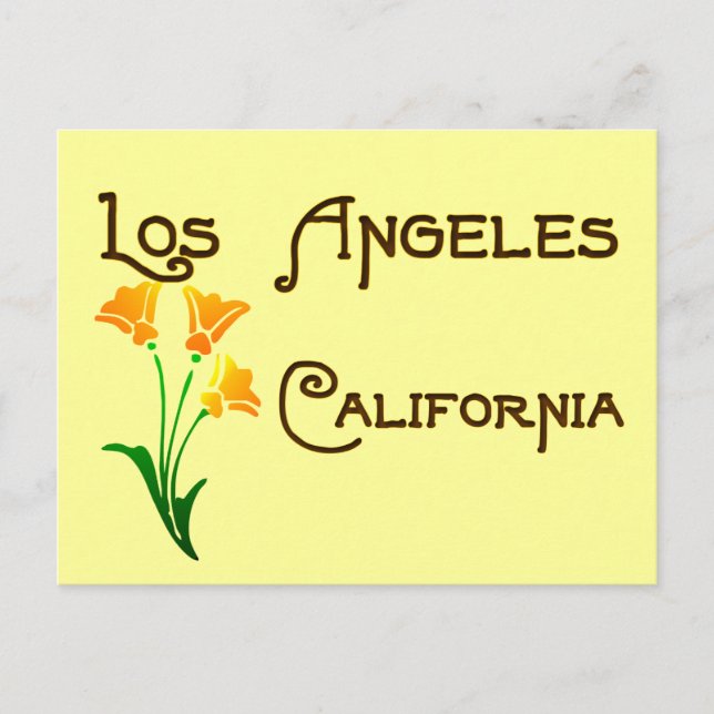 Los Angeles California Vintage Poppy Postcard (Front)