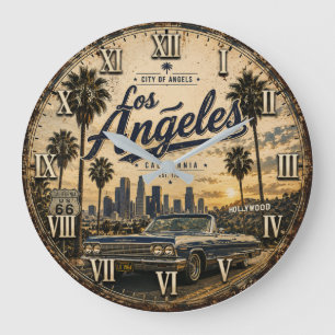Los Angeles California Vintage Retro Large Clock