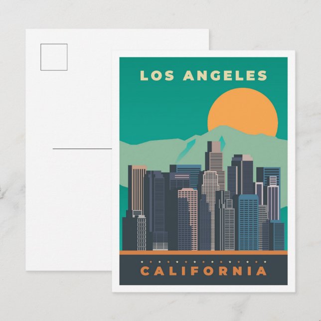 Los Angeles California Vintage Travel Illustration Postcard (Front/Back)