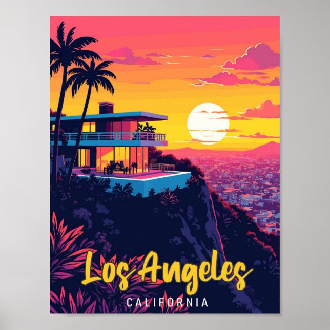 Los Angeles California Vintage Travel Illustration Poster (Front)