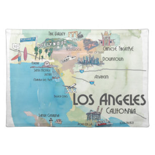 Los Angeles California Vintage Travel Map Placemat