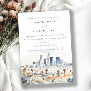 Los Angeles, California Watercolor Couples Shower Invitation