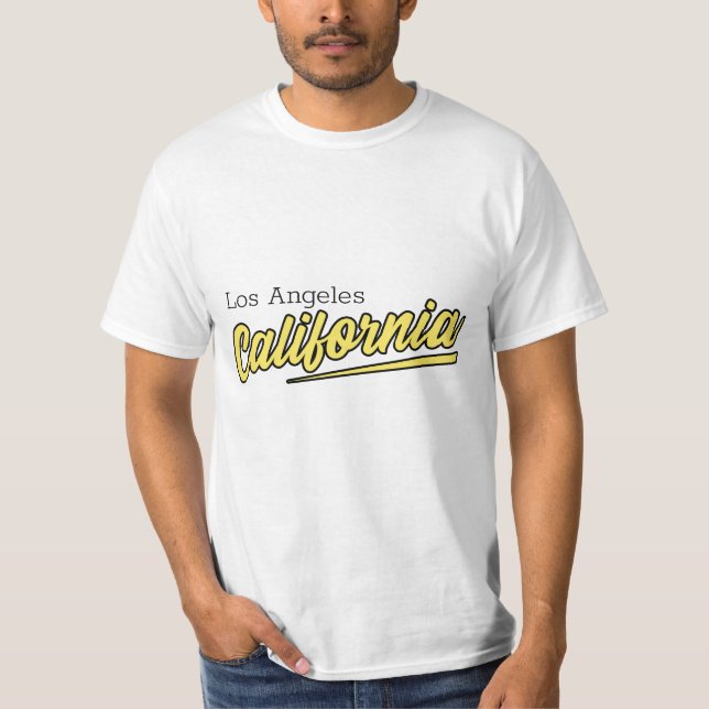 Los Angeles California Yellow Typography  T-Shirt (Front)