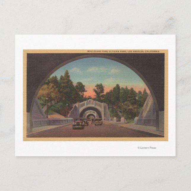Los Angeles, CATunnel View of Elysian Park Postcard (Front)