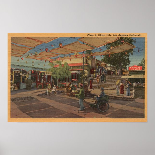 Los Angeles, CAView of Plaza in Chinatown Poster (Front)