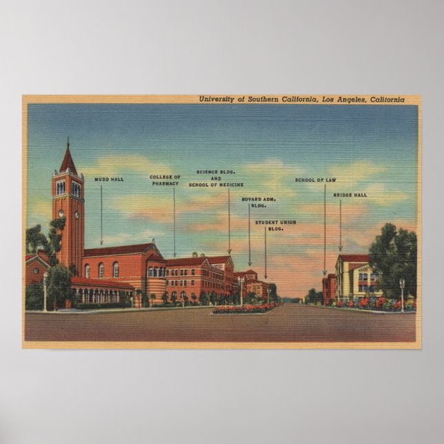 Los Angeles, CAView of U.S.C. Campus Poster (Front)