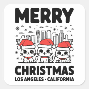 Los Angeles City California Merry Christmas USA Square Sticker