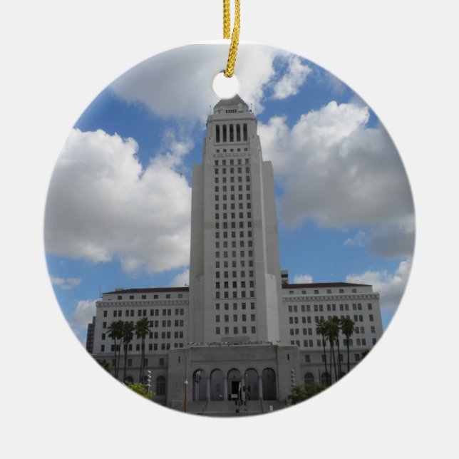 Los Angeles City Hall Ceramic Tree Decoration (Front)