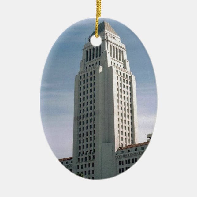 Los Angeles City Hall Ceramic Tree Decoration (Front)
