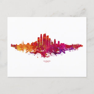 Los Angeles City Skyline Colourful  Postcard