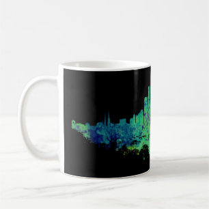Los Angeles City Skyline - Lime Green Blue Coffee Mug