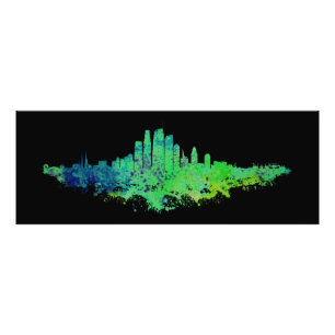Los Angeles City Skyline - Lime Green Blue Photo Print