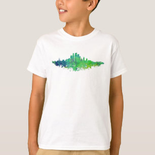 Los Angeles City Skyline - Lime Green Blue T-Shirt