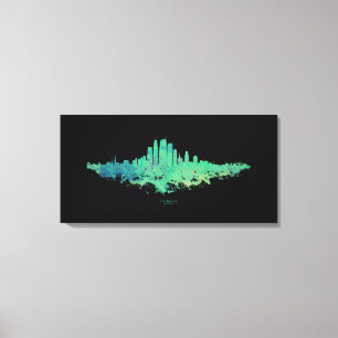 Los Angeles City Skyline - Mint Green Canvas Print