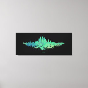 Los Angeles City Skyline - Mint Green Canvas Print