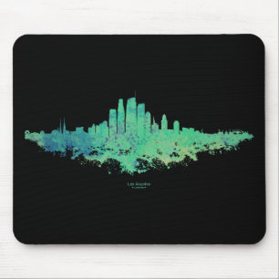 Los Angeles City Skyline - Mint Green Mouse Mat