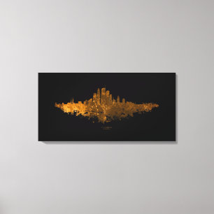 Los Angeles City Skyline - Orange Canvas Print