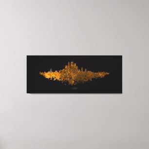 Los Angeles City Skyline - Orange Canvas Print