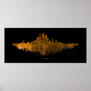 Los Angeles City Skyline - Orange  Poster