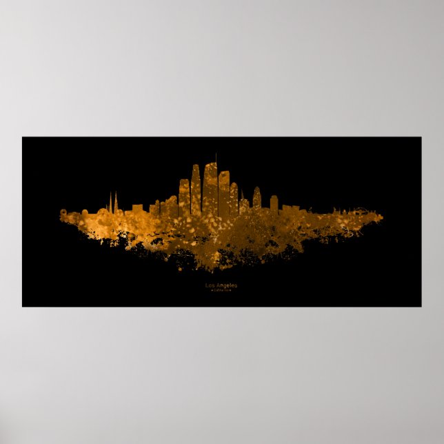 Los Angeles City Skyline - Orange  Poster (Front)